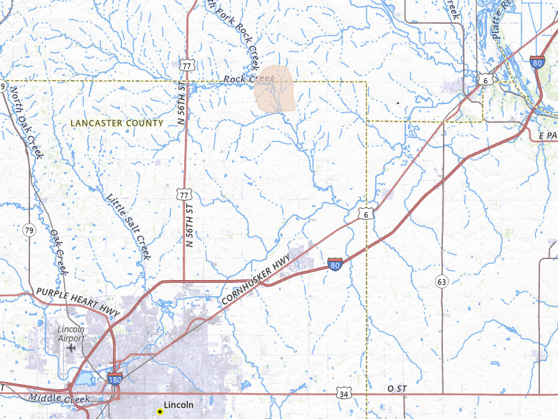 Radar-estimated hail-size map of the storm over Waverly, NE on May 18, 2026
