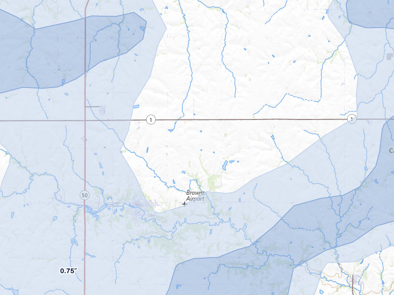 NEXRAD radar-signature map of the hail storm over Weeping Water, NE on May 17, 2026