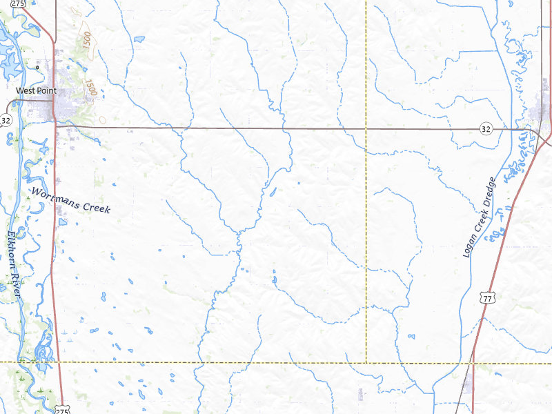 Radar-estimated hail-size map of the storm over West Point, NE on May 18, 2026
