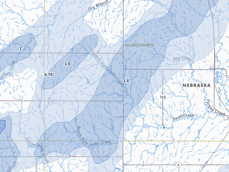 NEXRAD radar-signature map of the hail storm over Western, NE on May 17, 2026