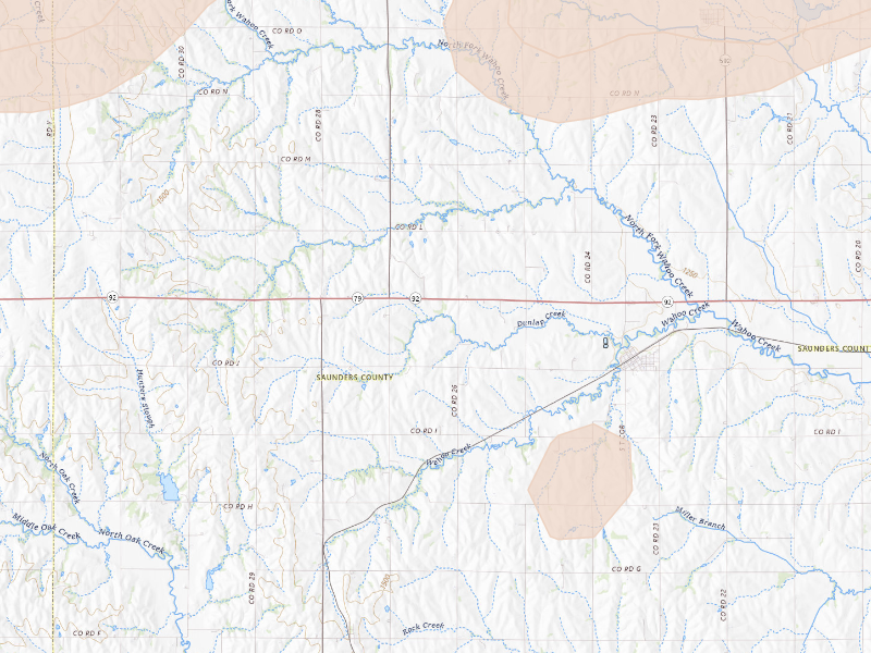 Radar-estimated hail-size map of the storm over Weston, NE