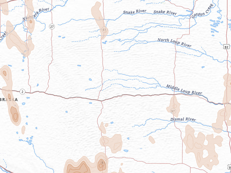 Radar-estimated hail-size map of the storm over Whitman, NE on May 30, 2026