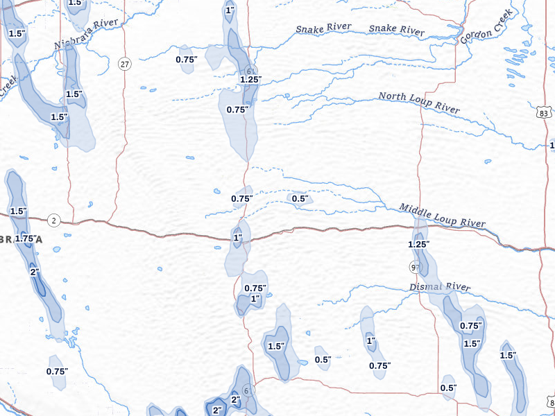NEXRAD radar-signature map of the hail storm over Whitman, NE on May 30, 2026