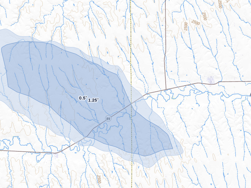 NEXRAD radar-signature map of the hail storm over Wilsonville, NE on Aug 19, 2026