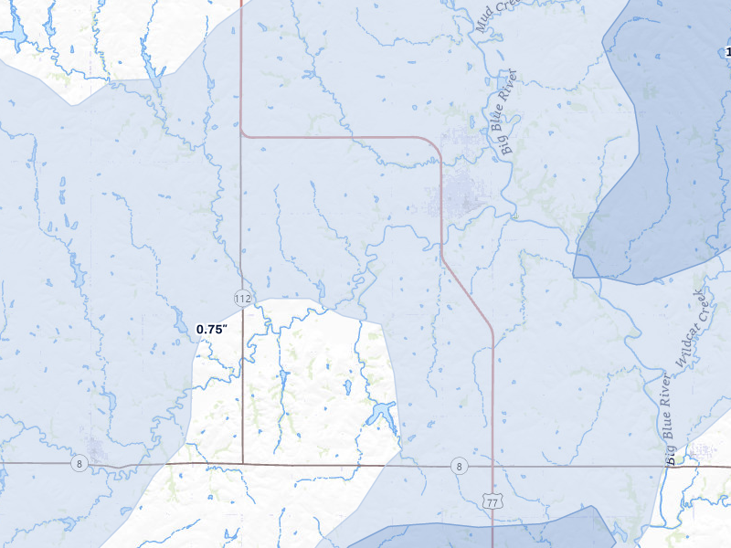 NEXRAD radar-signature map of the hail storm over Wymore, NE on May 17, 2026