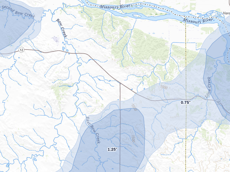 NEXRAD radar-signature map of the hail storm over Wynot, NE on Jun 29, 2026