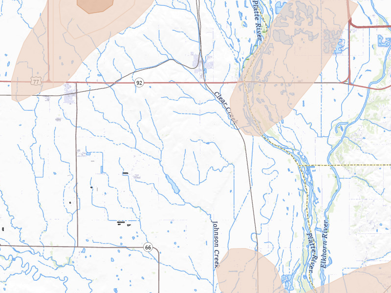 Radar-estimated hail-size map of the storm over Yutan, NE on Apr 23, 2026