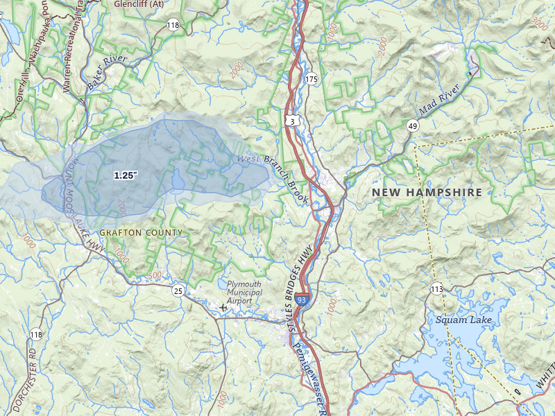 NEXRAD radar-signature map of the hail storm over Campton, NH on Jun 6, 2026