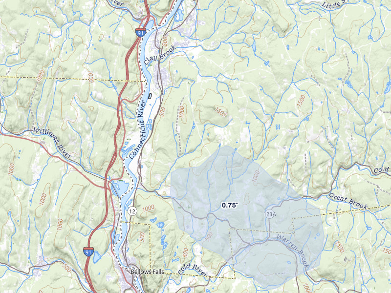 NEXRAD radar-signature map of the hail over Charlestown, NH