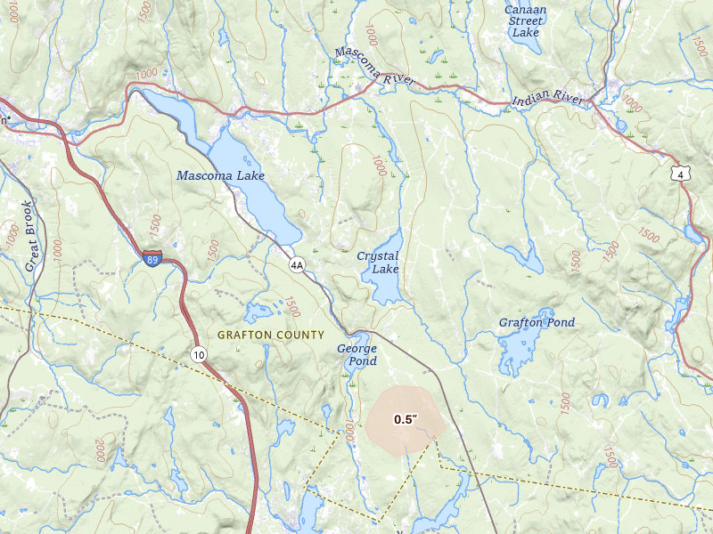 Radar-estimated hail-size map of the storm over Enfield, NH
