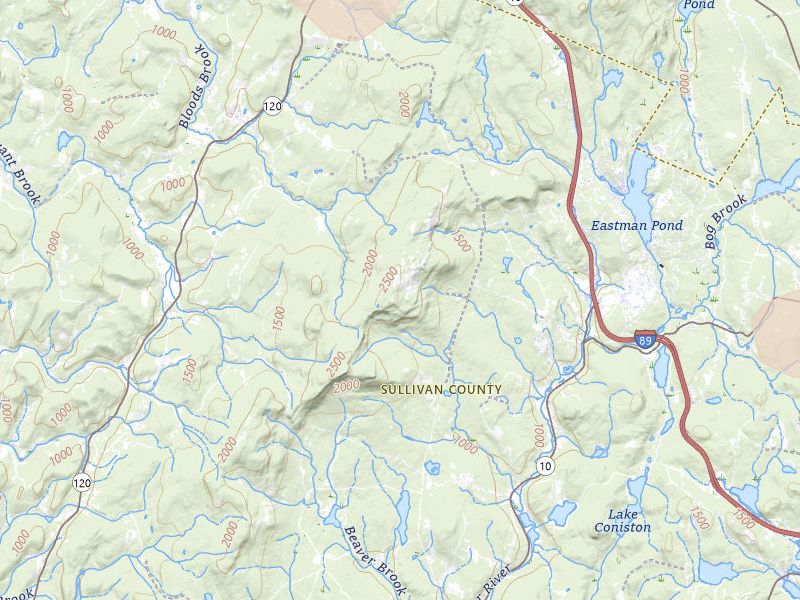 Radar-estimated hail-size map of the storm over Grantham, NH on Jul 1, 2026