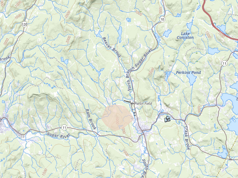Radar-estimated hail-size map of the storm over Newport, NH on Jul 1, 2026