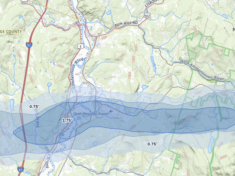 NEXRAD radar-signature map of the hail over North Haverhill, NH