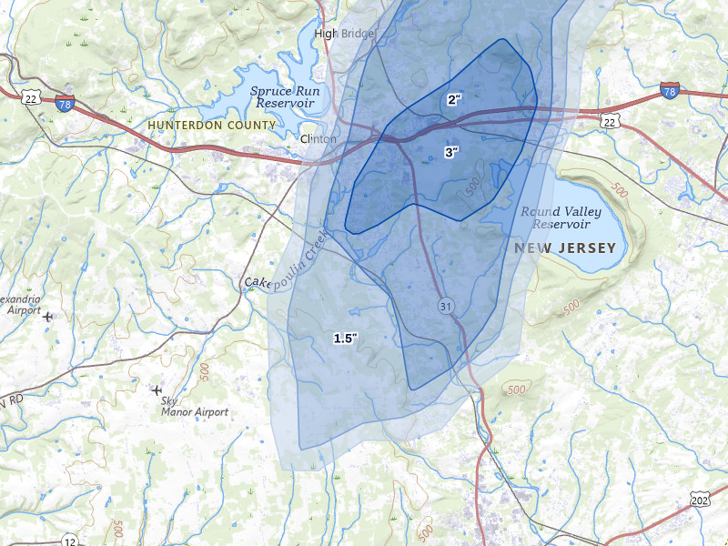 NEXRAD radar-signature map of the hail over Annandale, NJ