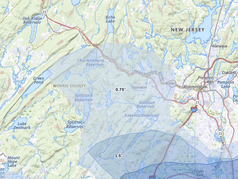 NEXRAD radar-signature map of the hail over Butler, NJ