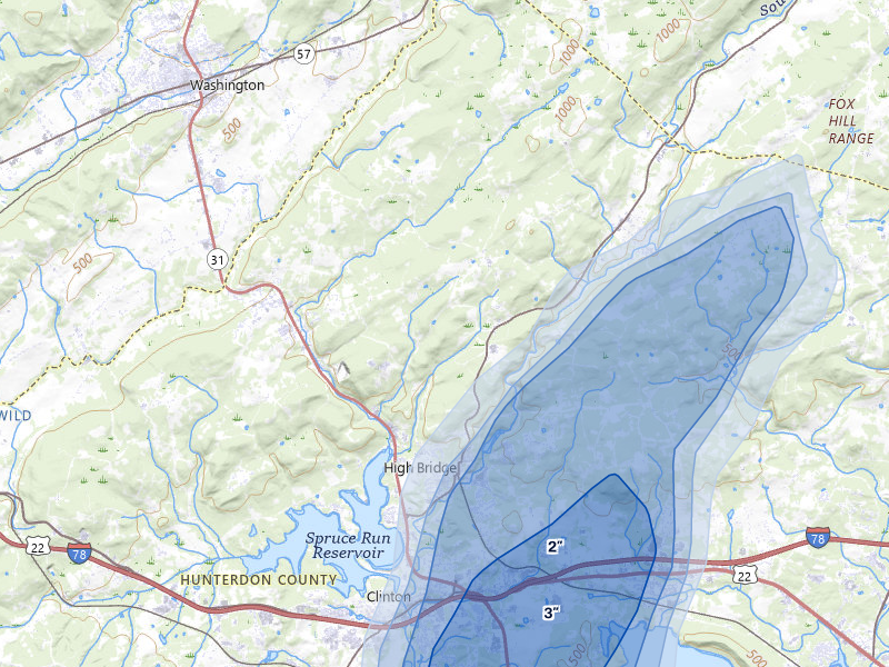 NEXRAD radar-signature map of the hail over Glen Gardner, NJ