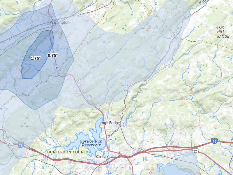 NEXRAD radar-signature map of the hail over Glen Gardner, NJ