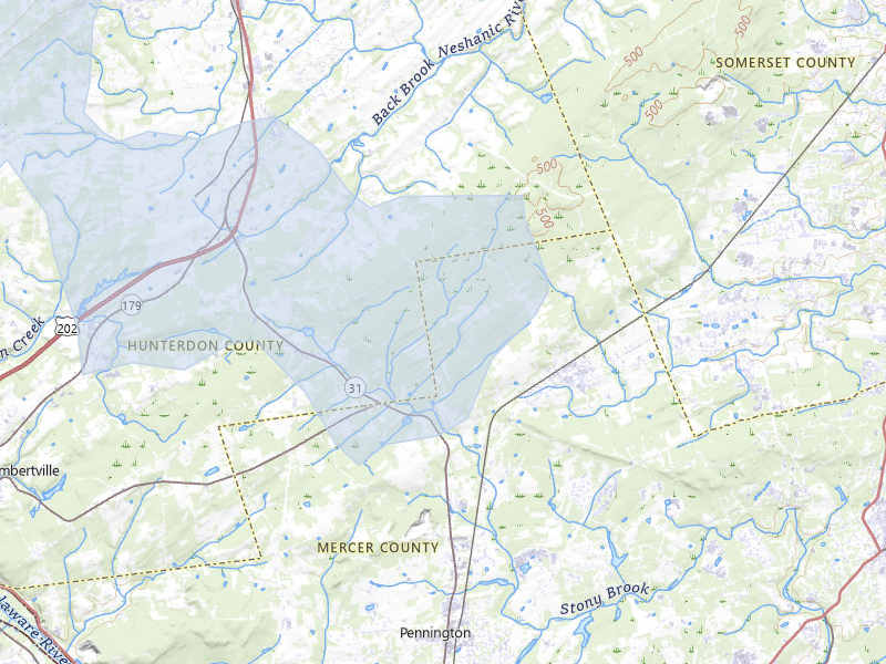 NEXRAD radar-signature map of the hail storm over Hopewell, NJ on Jul 28, 2026