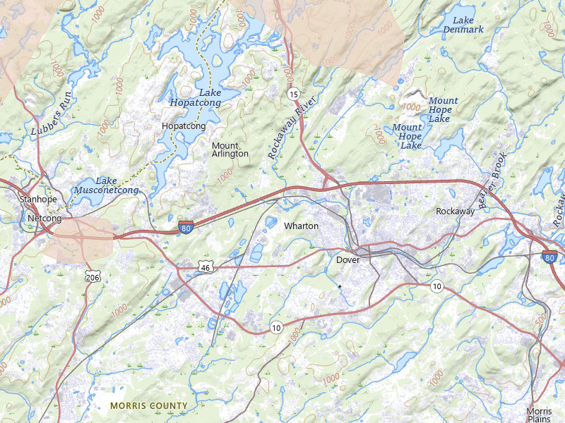 Radar-estimated hail-size map of the storm over Kenvil, NJ on Jul 3, 2026