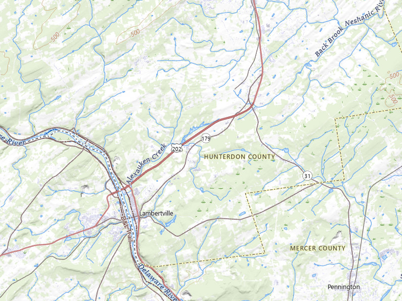 Radar-estimated hail-size map of the storm over Lambertville, NJ on Jul 28, 2026