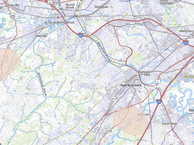 Radar-estimated hail-size map of the storm over Somerset, NJ on Jul 3, 2026