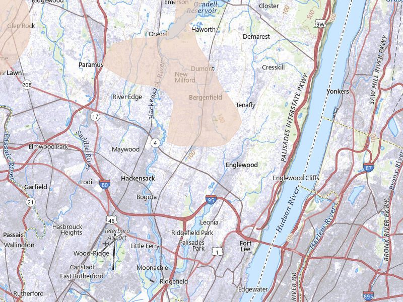 Radar-estimated hail-size map of the storm over Teaneck, NJ