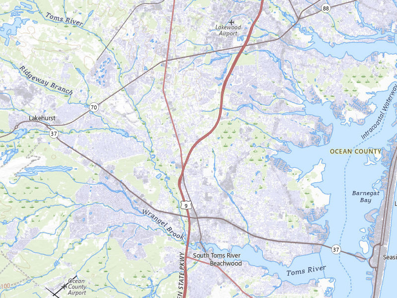 Radar-estimated hail-size map of the storm over Toms River, NJ on Jul 3, 2026