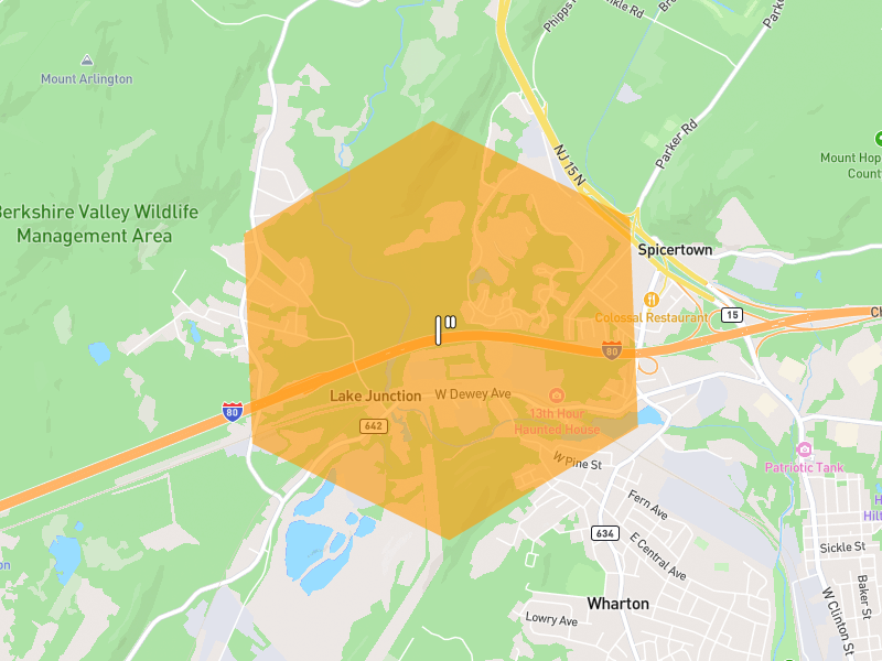 Hail map of Wharton, NJ on Jul 3, 2026, hail up to 1"