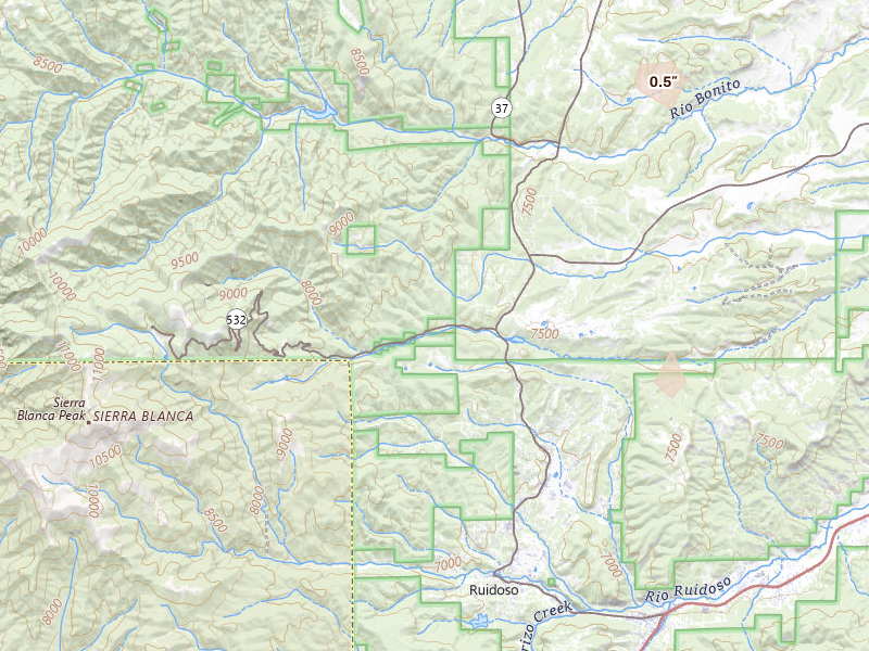 Radar-estimated hail-size map of the storm over Alto, NM on Jul 10, 2026