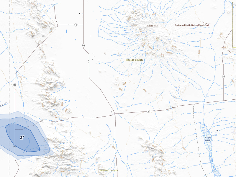 NEXRAD radar-signature map of the hail storm over Animas, NM on Aug 4, 2026