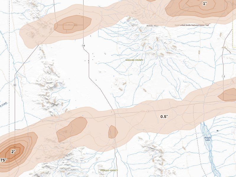 Radar-estimated hail-size map of the storm over Animas, NM