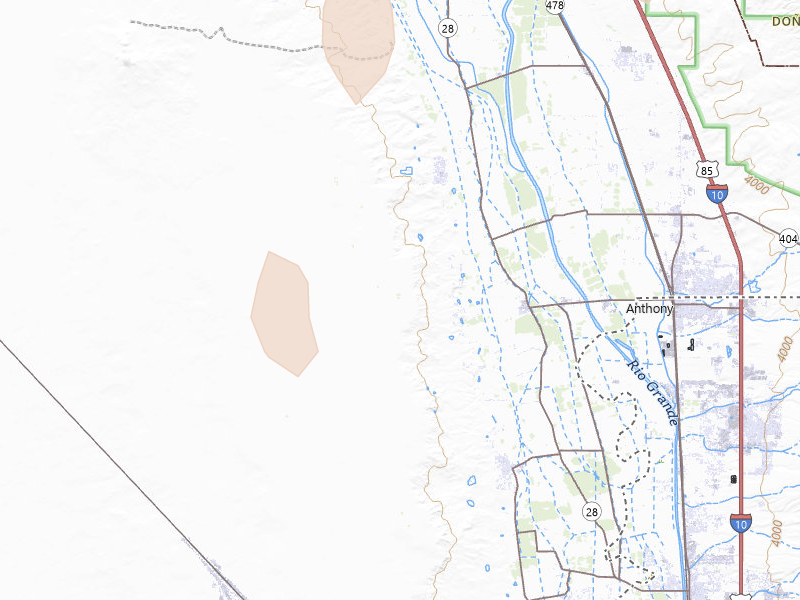 Radar-estimated hail-size map of the storm over Anthony, NM on Jun 3, 2026