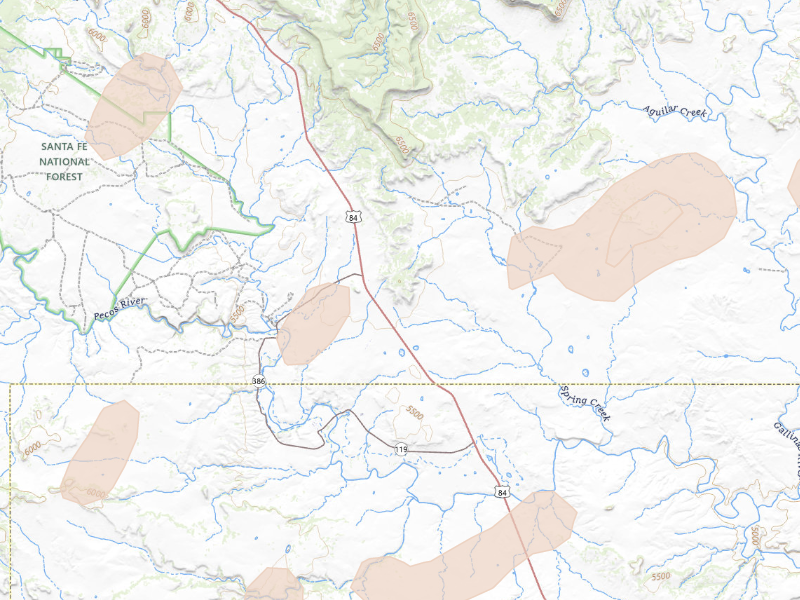 Radar-estimated hail-size map of the storm over Anton Chico, NM on Sep 25, 2026
