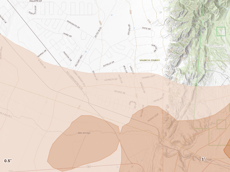 Radar-estimated hail-size map of the storm over Belen, NM