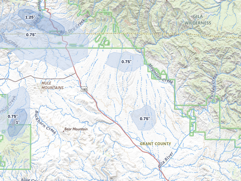 NEXRAD radar-signature map of the hail storm over Buckhorn, NM on Jun 3, 2026