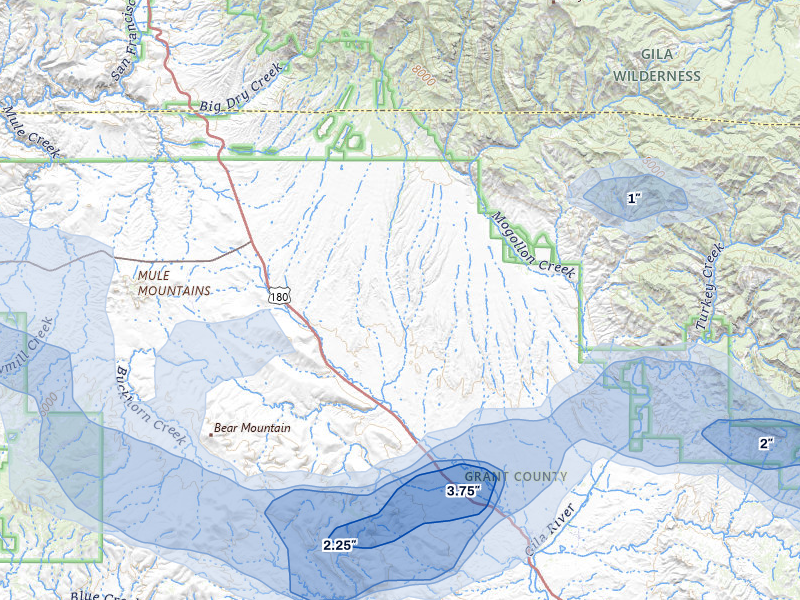 NEXRAD radar-signature map of the hail storm over Buckhorn, NM on Jul 28, 2026