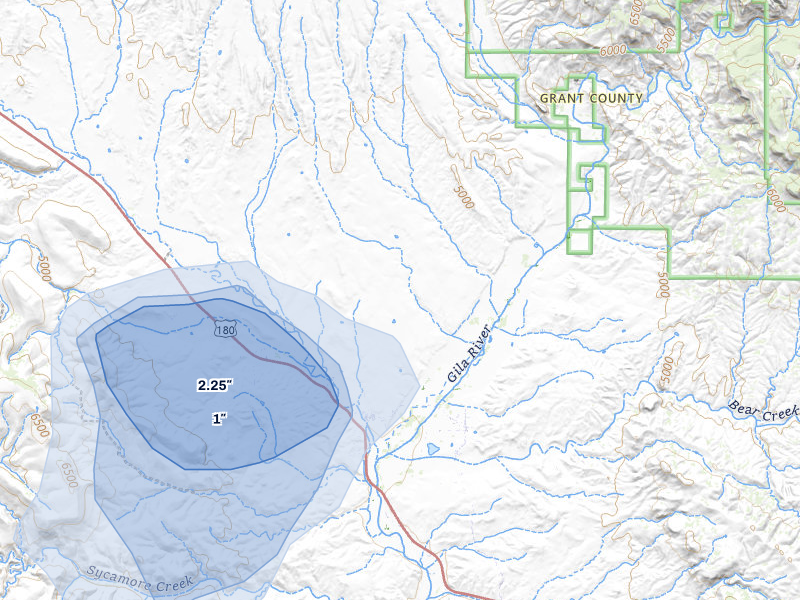 NEXRAD radar-signature map of the hail storm over Buckhorn, NM on Aug 1, 2026