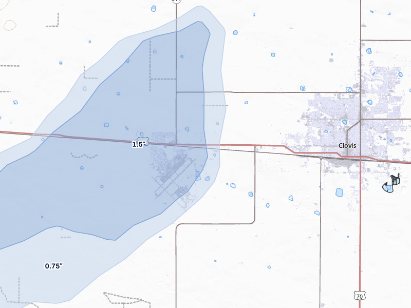 NEXRAD radar-signature map of the hail over Cannon Afb, NM