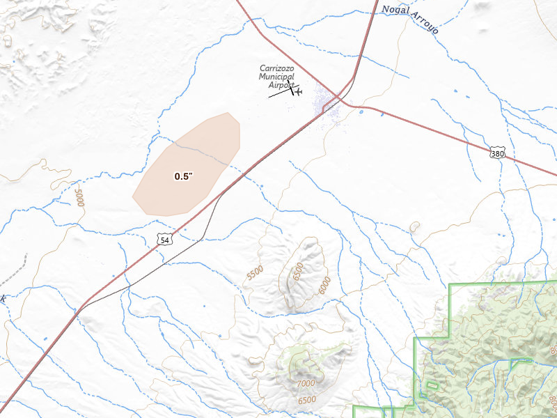 Radar-estimated hail-size map of the storm over Carrizozo, NM