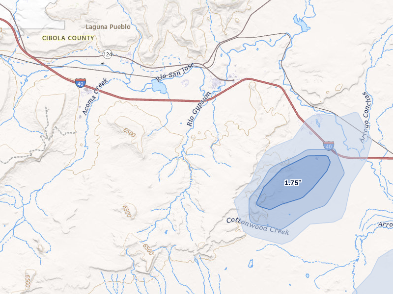 NEXRAD radar-signature map of the hail storm over Casa Blanca, NM on Jul 28, 2026