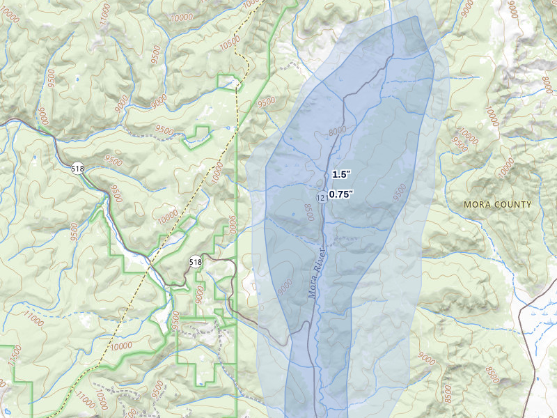 NEXRAD radar-signature map of the hail over Chacon, NM