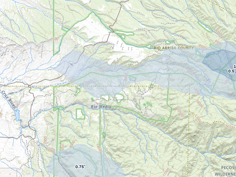 NEXRAD radar-signature map of the hail storm over Chimayo, NM on Jun 26, 2026