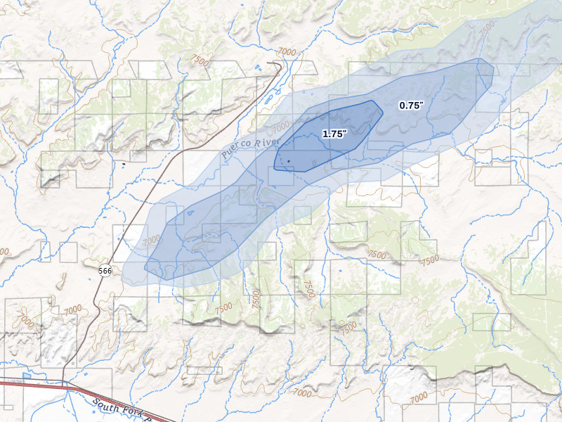NEXRAD radar-signature map of the hail storm over Church Rock, NM on Jun 26, 2026