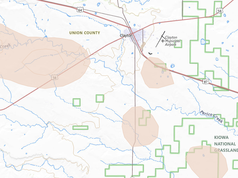 Radar-estimated hail-size map of the storm over Clayton, NM on May 23, 2026
