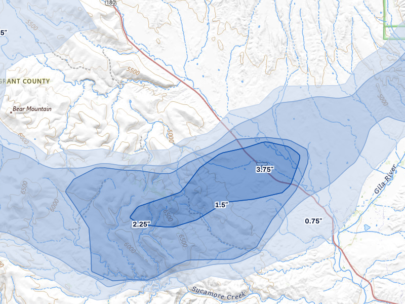 NEXRAD radar-signature map of the hail storm over Cliff, NM on Jul 28, 2026