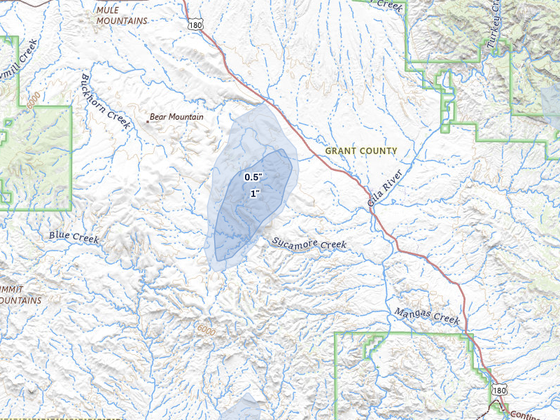 NEXRAD radar-signature map of the hail storm over Cliff, NM on Jul 31, 2026