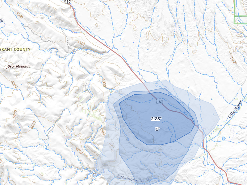 NEXRAD radar-signature map of the hail storm over Cliff, NM on Aug 1, 2026