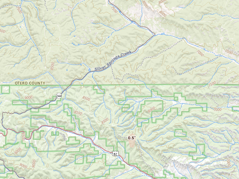 Radar-estimated hail-size map of the storm over Cloudcroft, NM on Jun 19, 2026