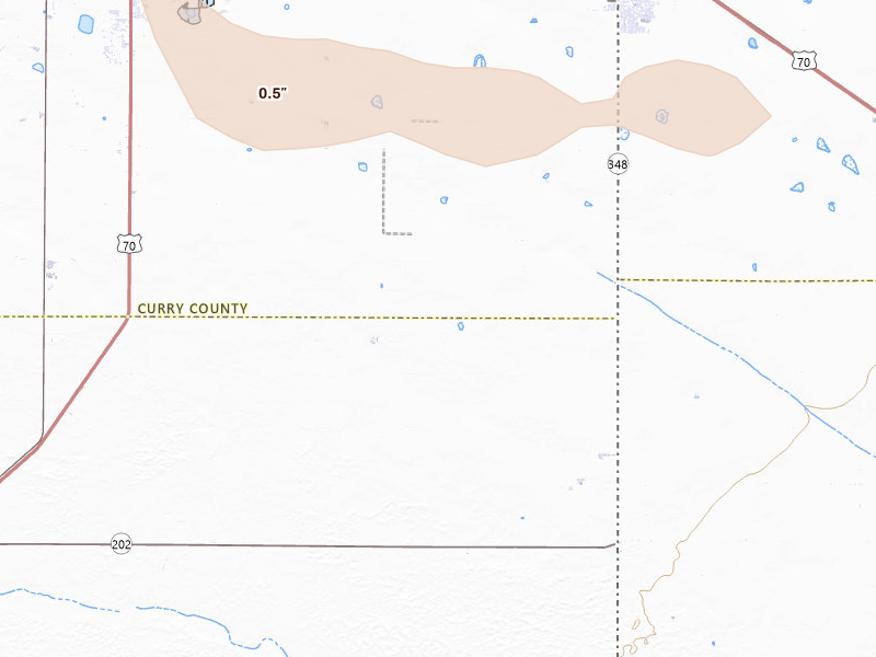 Radar-estimated hail-size map of the storm over Clovis, NM on May 22, 2026