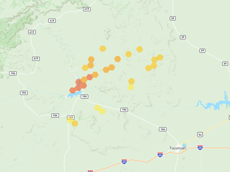 Hail map of Conchas Dam, NM on Jun 9, 2026, hail up to 1.75"